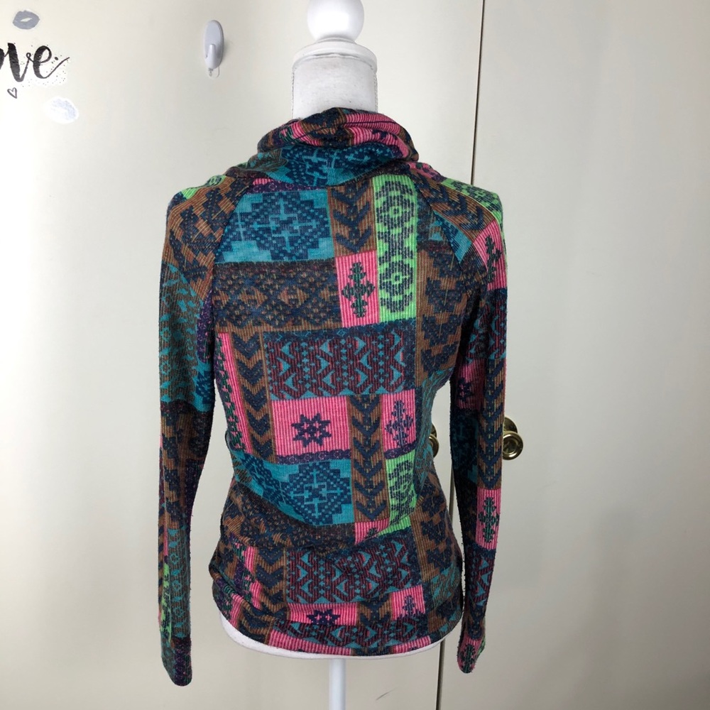 Self Esteem Cowl Neck Patch Aztec Design Sweater - image 4